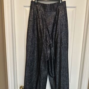 Akris Punto NWT Florina Black and Silver Wide leg Trousers Size 10